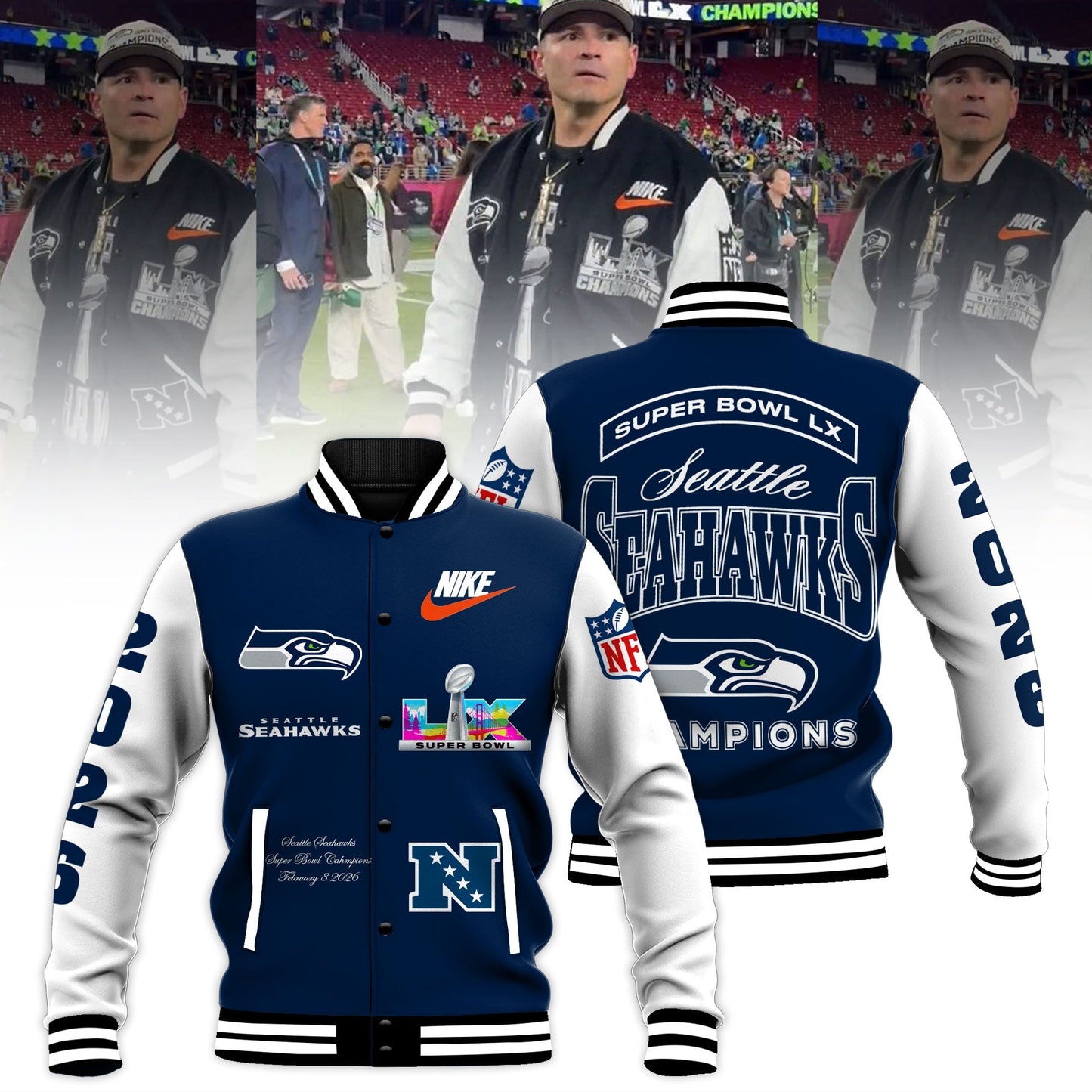 Seattle Seahawks Super Bowl LX Champions Bomber Jacket