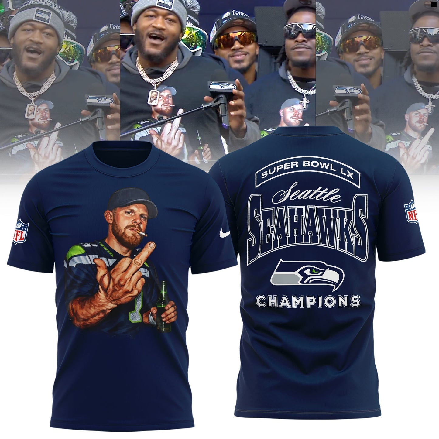 Seattle Seahawks Sam Darnold Middle Finger Limited Edition T-Shirt