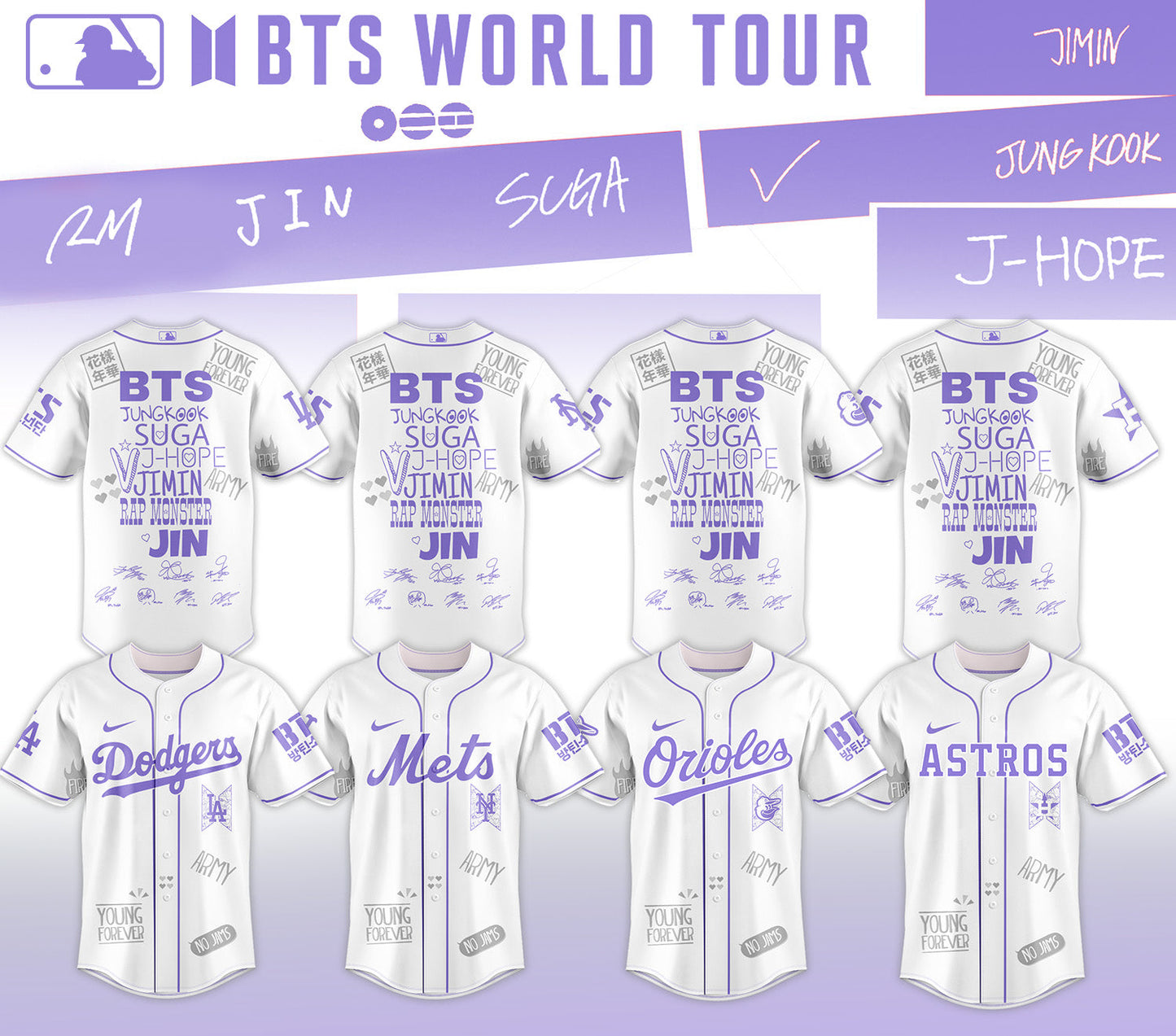 MLB All Team X BTS COMEBACK & WORLD TOUR 2026 Limited Edition “ Jersey