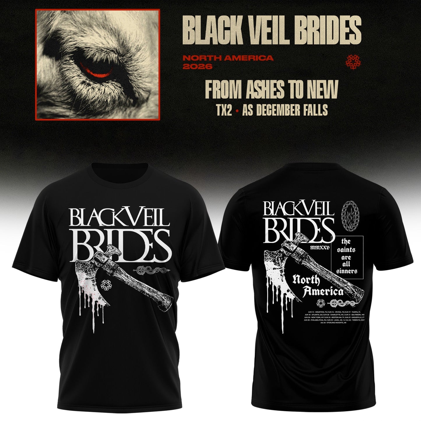 Black Veil Brides “ From Ashes To New Tour (North America 2026) Limited Tshirt