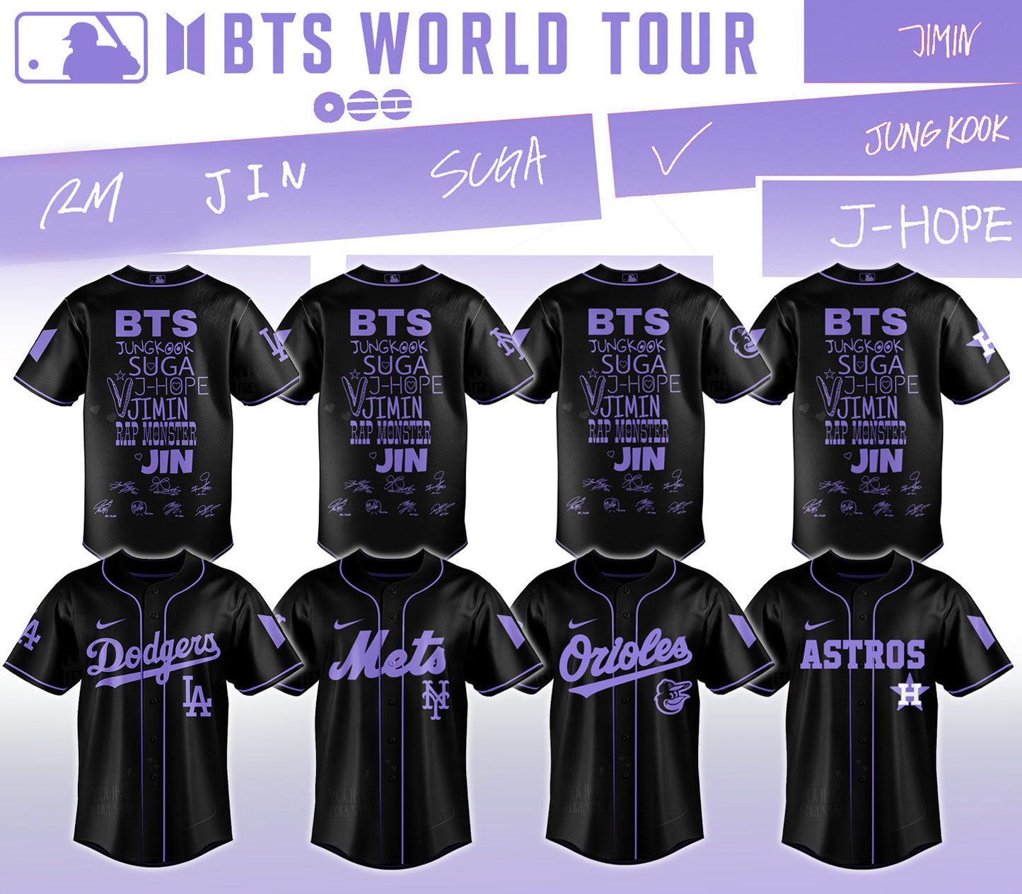 MLB All Team X BTS COMEBACK & WORLD TOUR 2026 Limited Edition “ Jersey