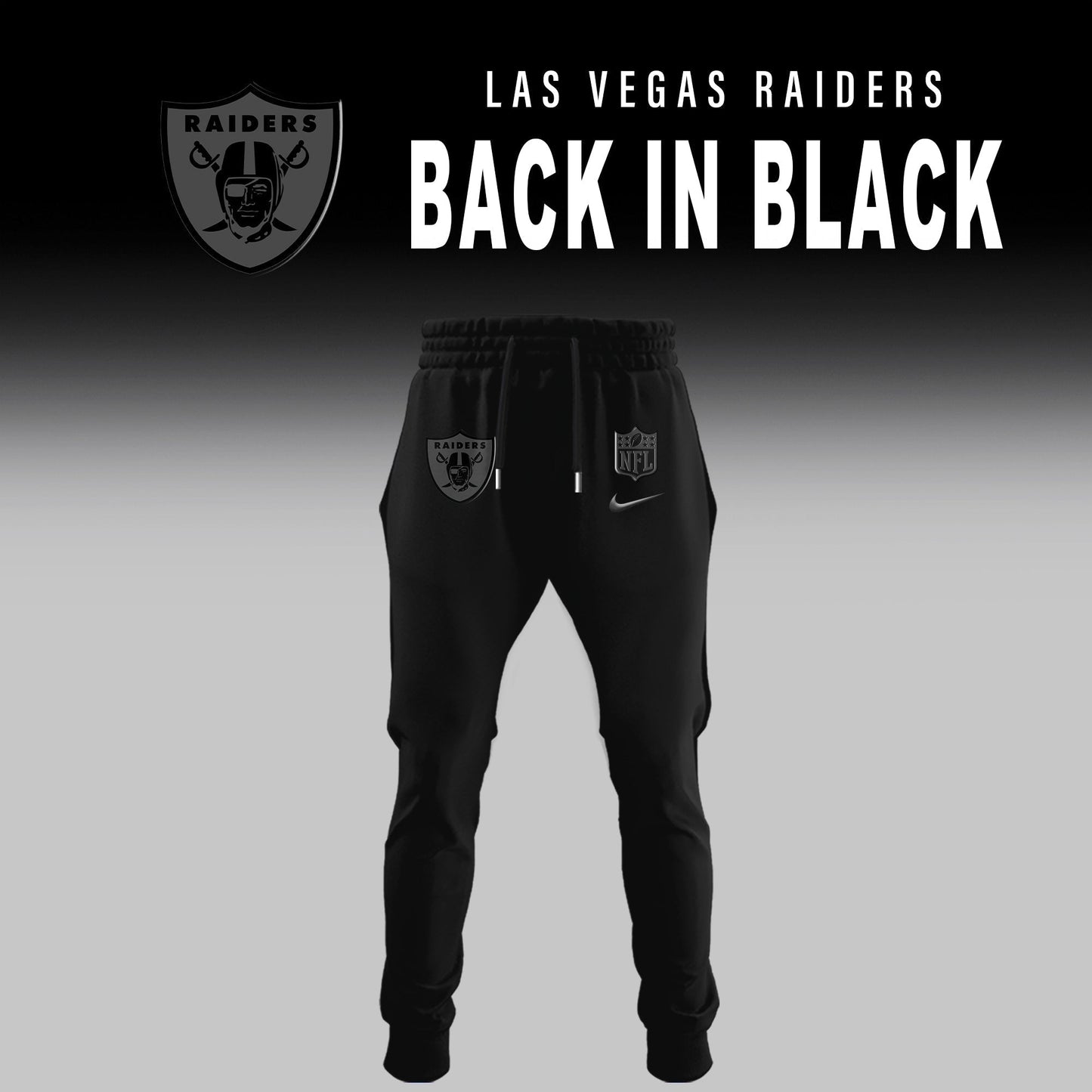 Las Vegas Raiders Back In Black Half Zip Hoodie