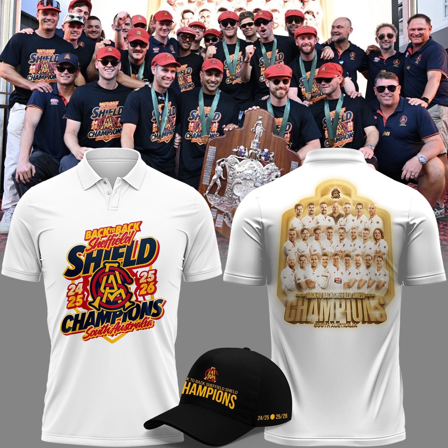 South Australia Special Back to Back Sheffield Shield Cricket Champions Limited Edition Polo