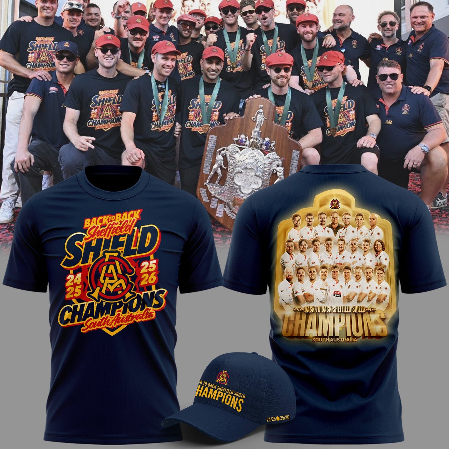 South Australia Cricket Teams back to back Sheffield Shield Champions T-shirt
