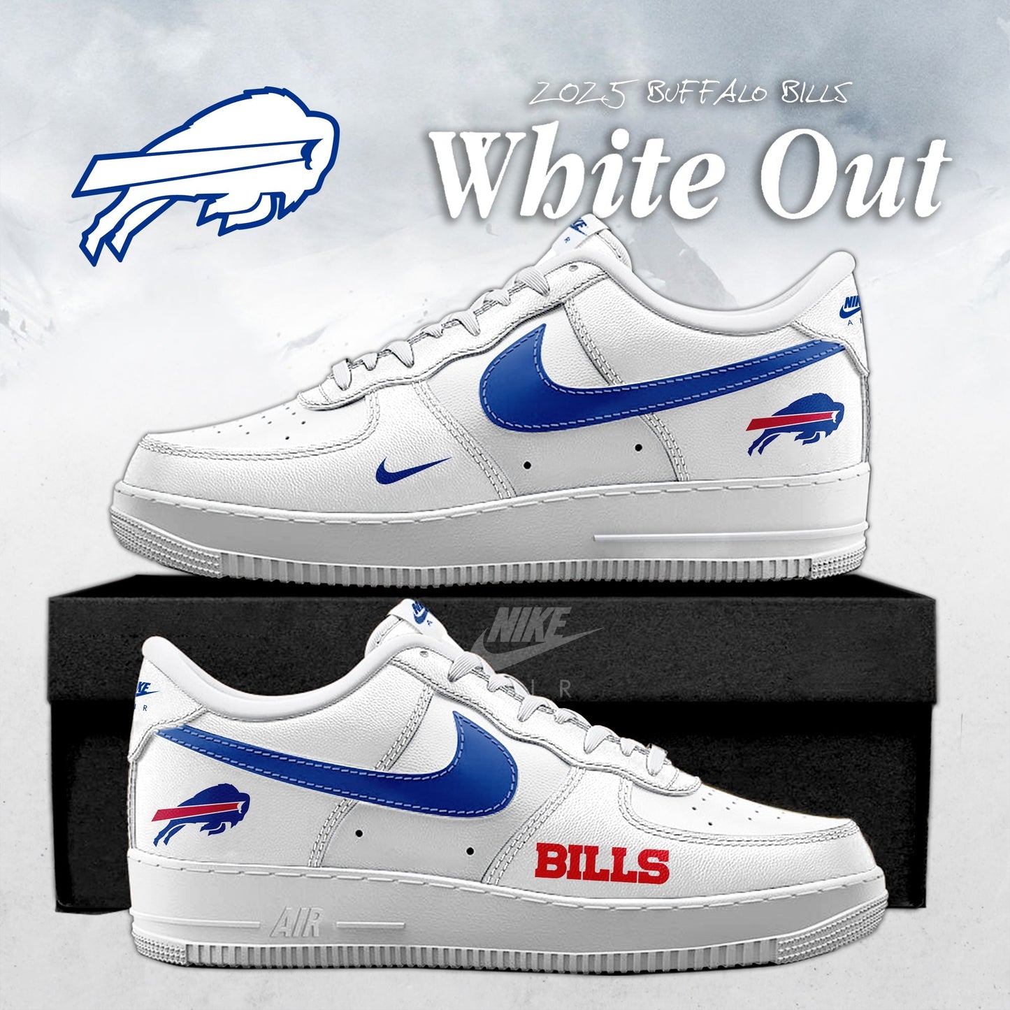 Buffalo Bills White Out 2025 Special Edition AF1 Sneakers