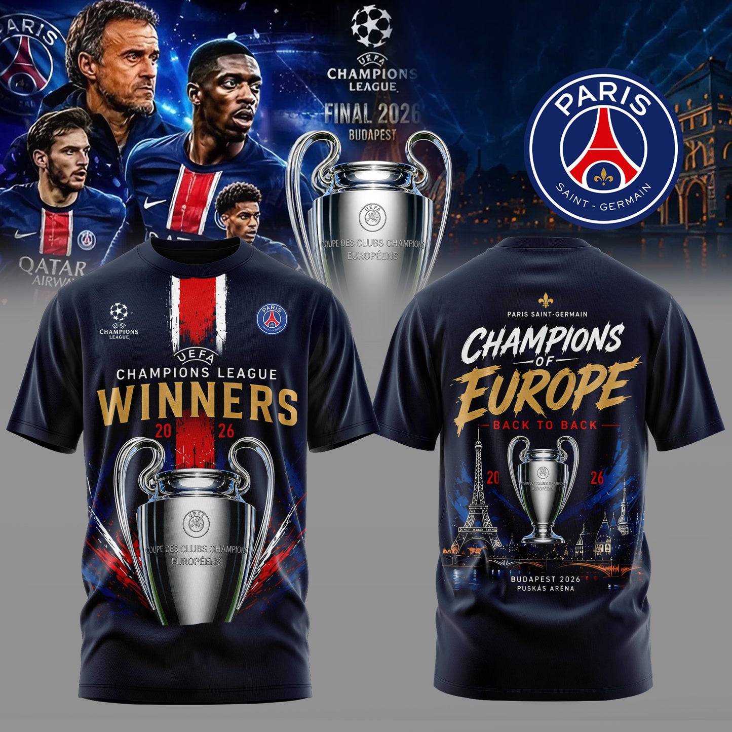 PSG FC - UEFA Champions League CHAMPIONS Shirt