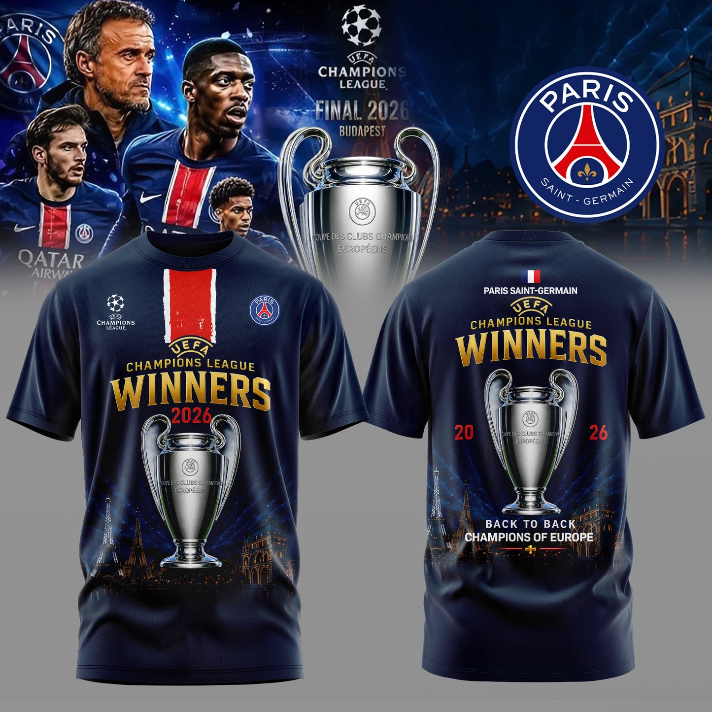 PSG FC - UEFA Champions League CHAMPIONS Shirt