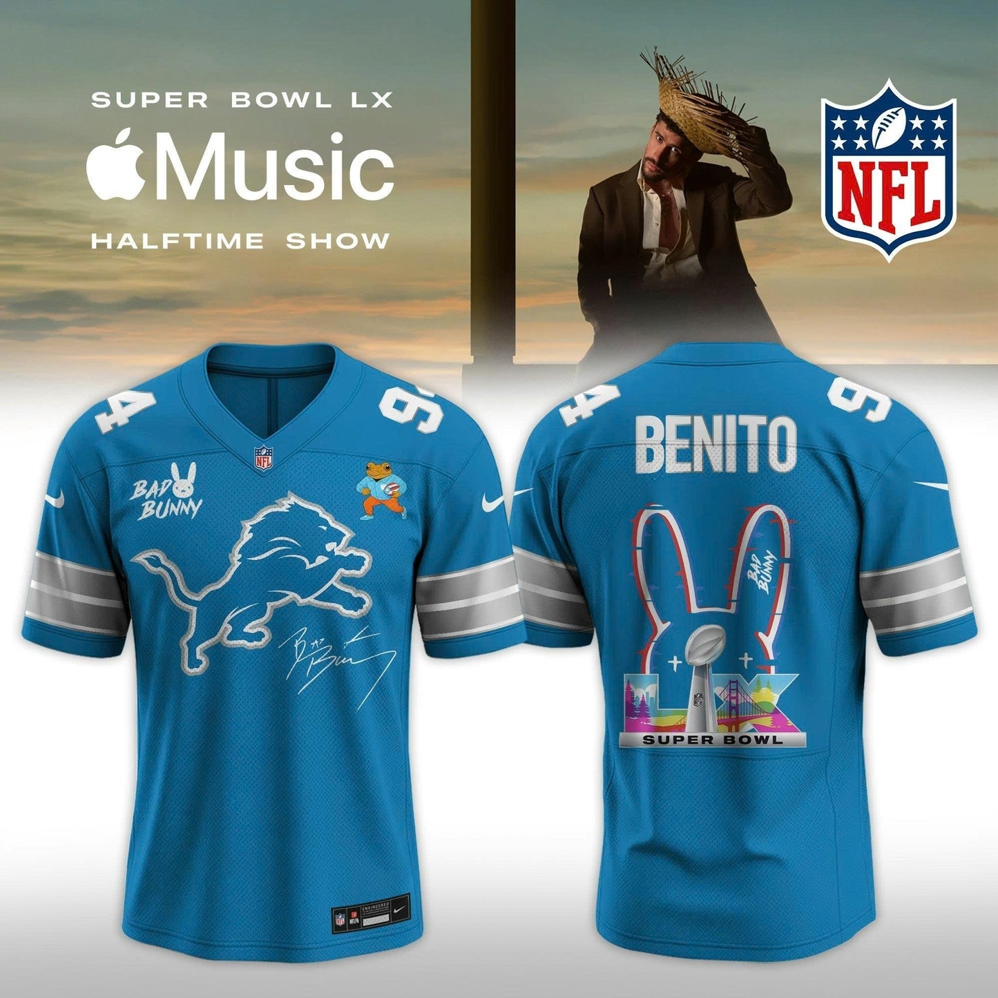 NFL x Bad Bunny 2026 Super Bowl LX Halftime Show Custom Name And Number Jersey