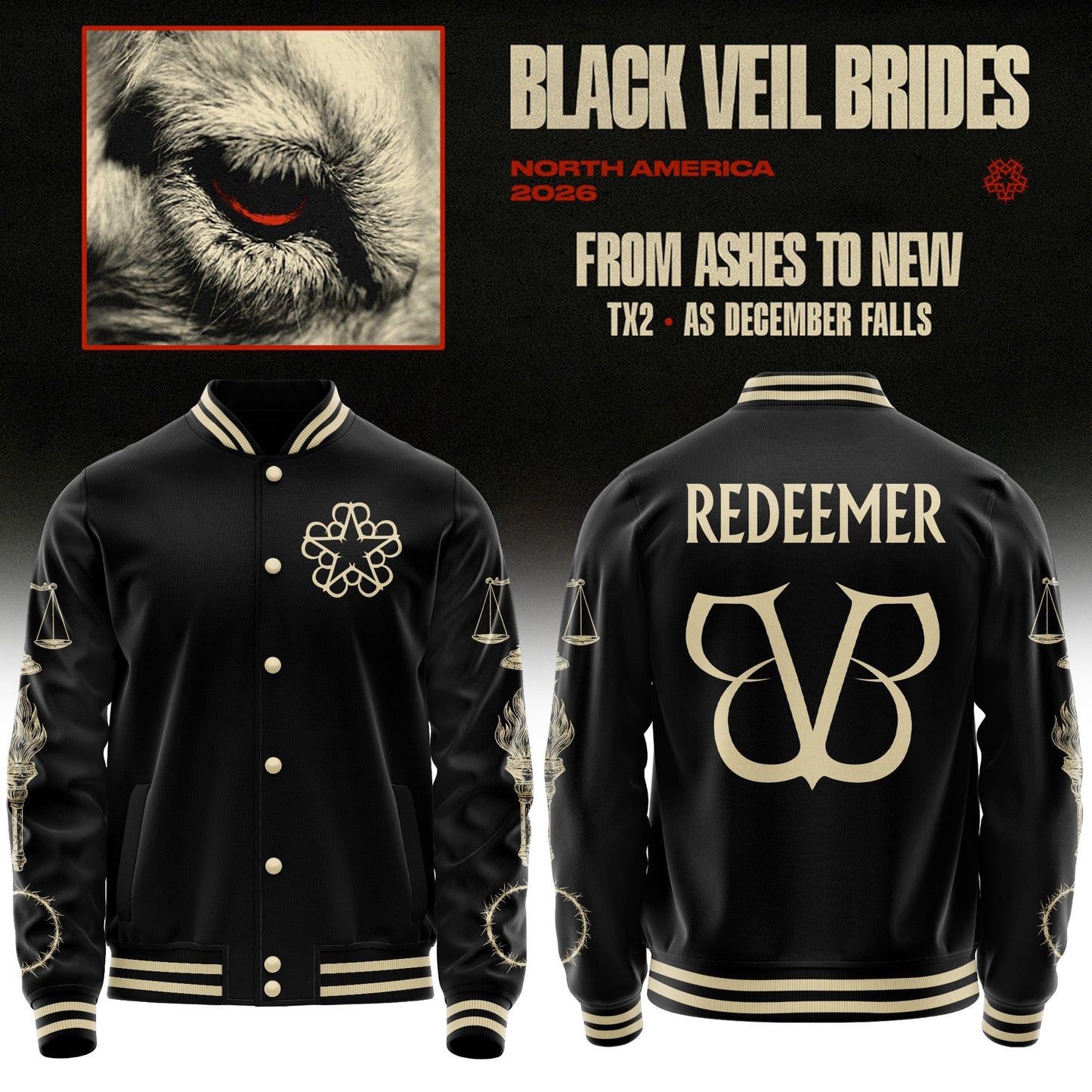 Black Veil Brides “ From Ashes To New Tour (North America 2026) Jacket - REDEEMER