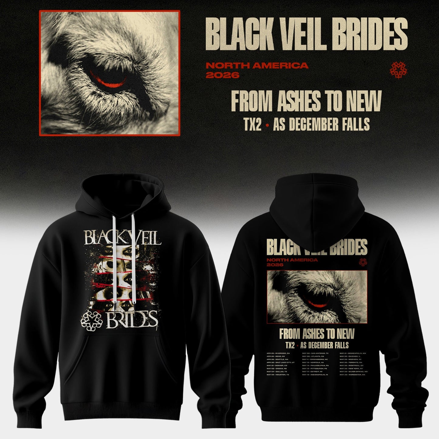 Black Veil Brides “ From Ashes To New Tour (North America 2026) Limited Hoodie