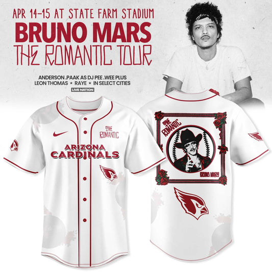 Arizona Cardinals x Bruno Mars “ The Romantic Tour 2026 Jersey