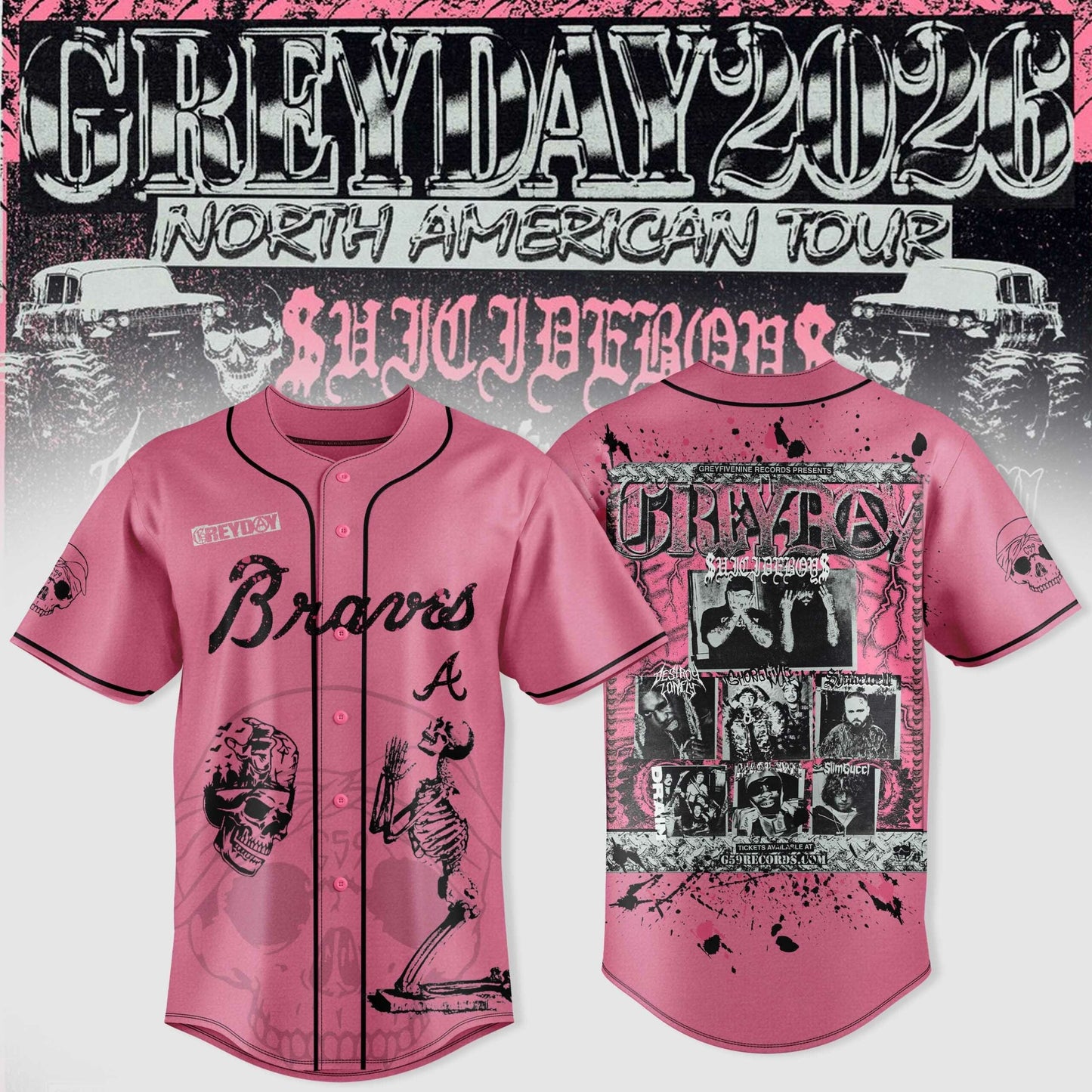 All Team MLB X $uicideboy$ Greyday 2026 “ North American Tour Jersey