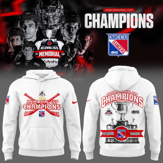 Kitchener Rangers 2026 MEMORIAL CUP CHAMPIONS Limited Hoodie White