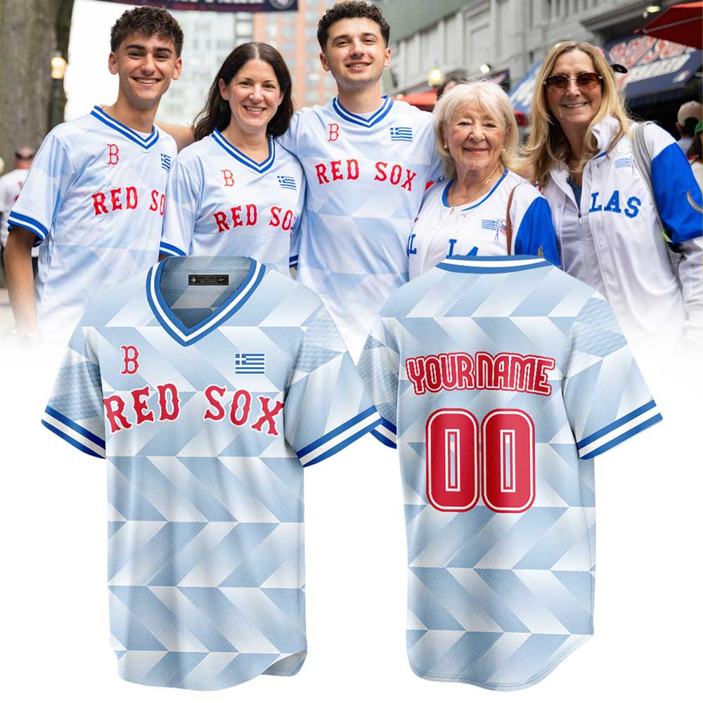 Boston Red Sox Greek American Celebration Limited Jersey Custom Name, Number