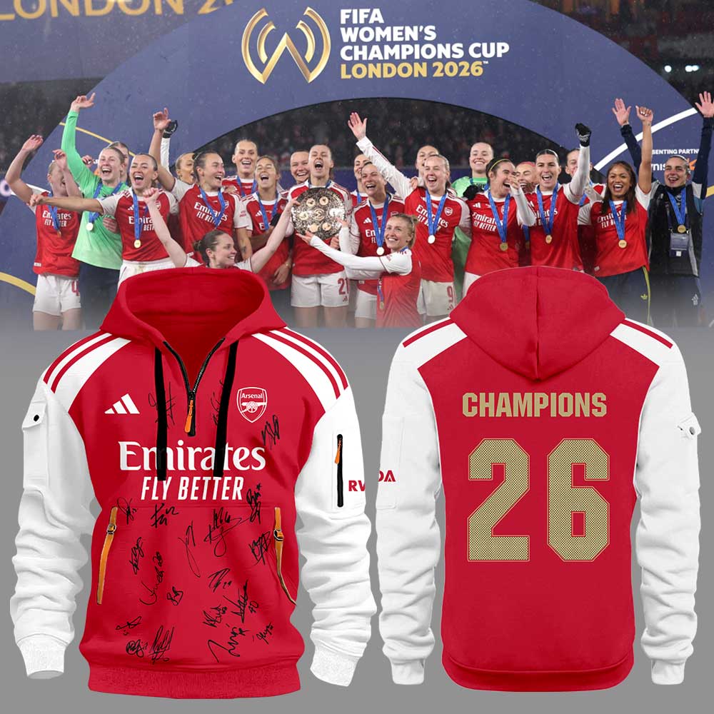 Arsenal FIFA Womens Champions Cup 2026 Winners Signature Zip 1/4 Hoodie