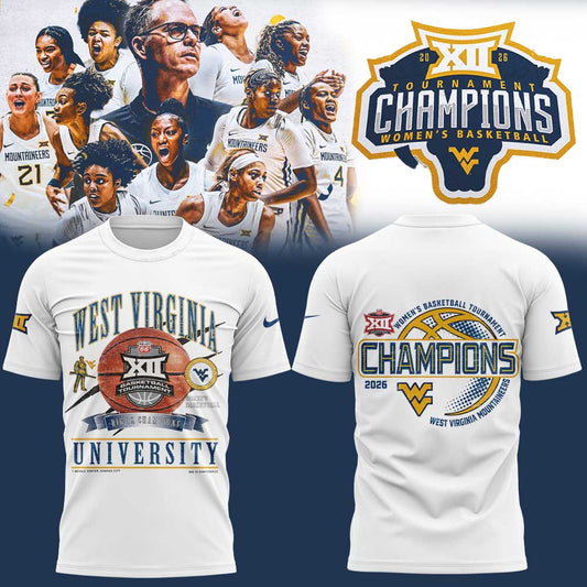 WVU Women™s Basketball 2026 Big 12 Women™s Basketball Tournament Championship White Shirt V2