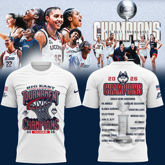 UConn Women™s Basketball 2026 BIG EAST Tournament Champions White Shirt
