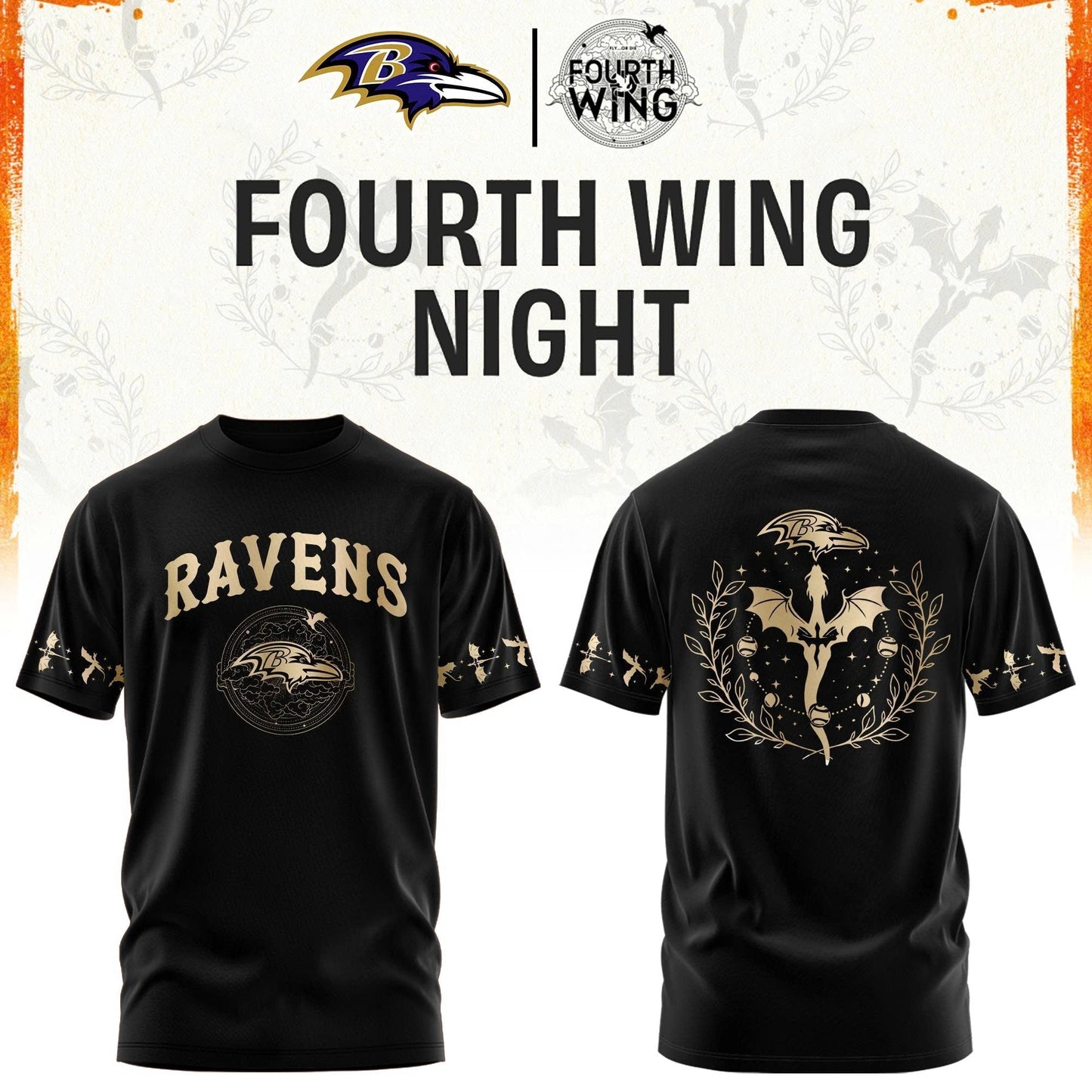 B Ravens Fourth Wings Night Black Shirt