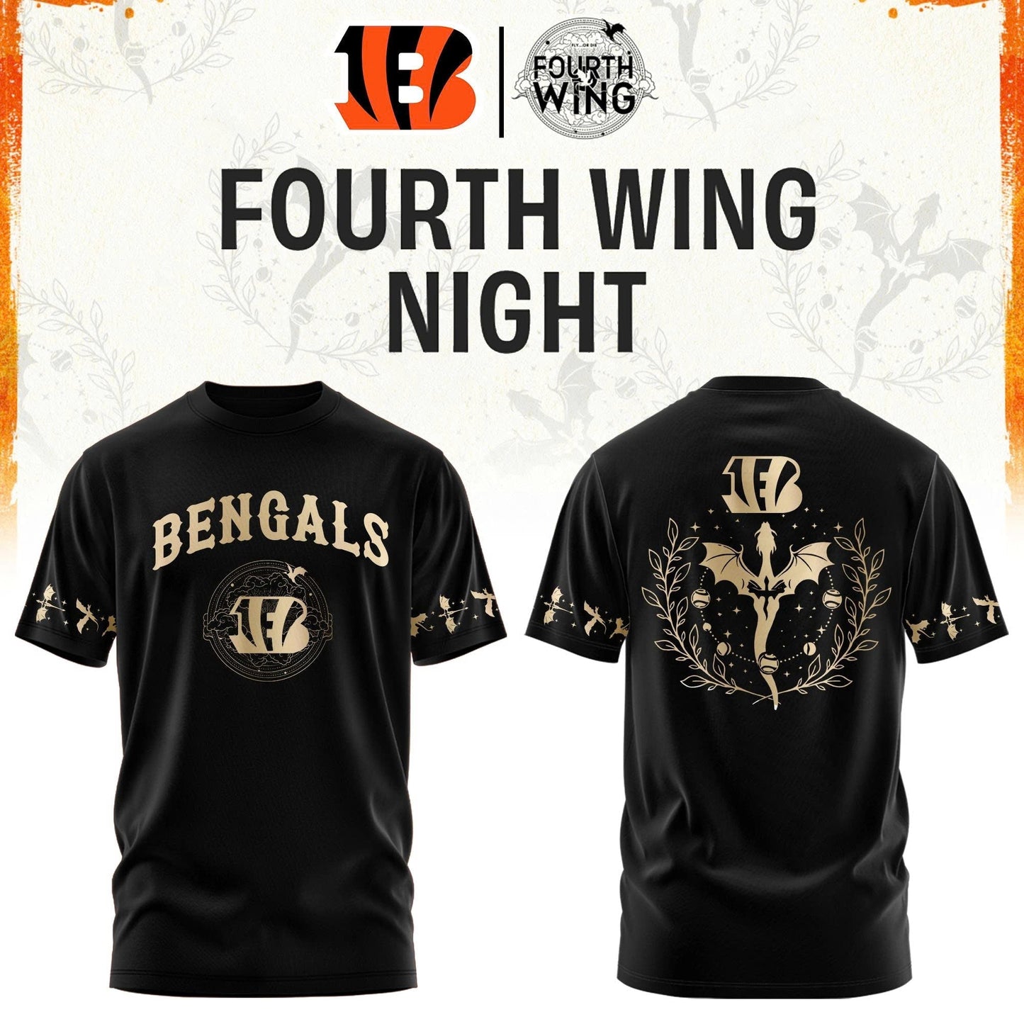 C Bengals Fourth Wings Night Black Shirt