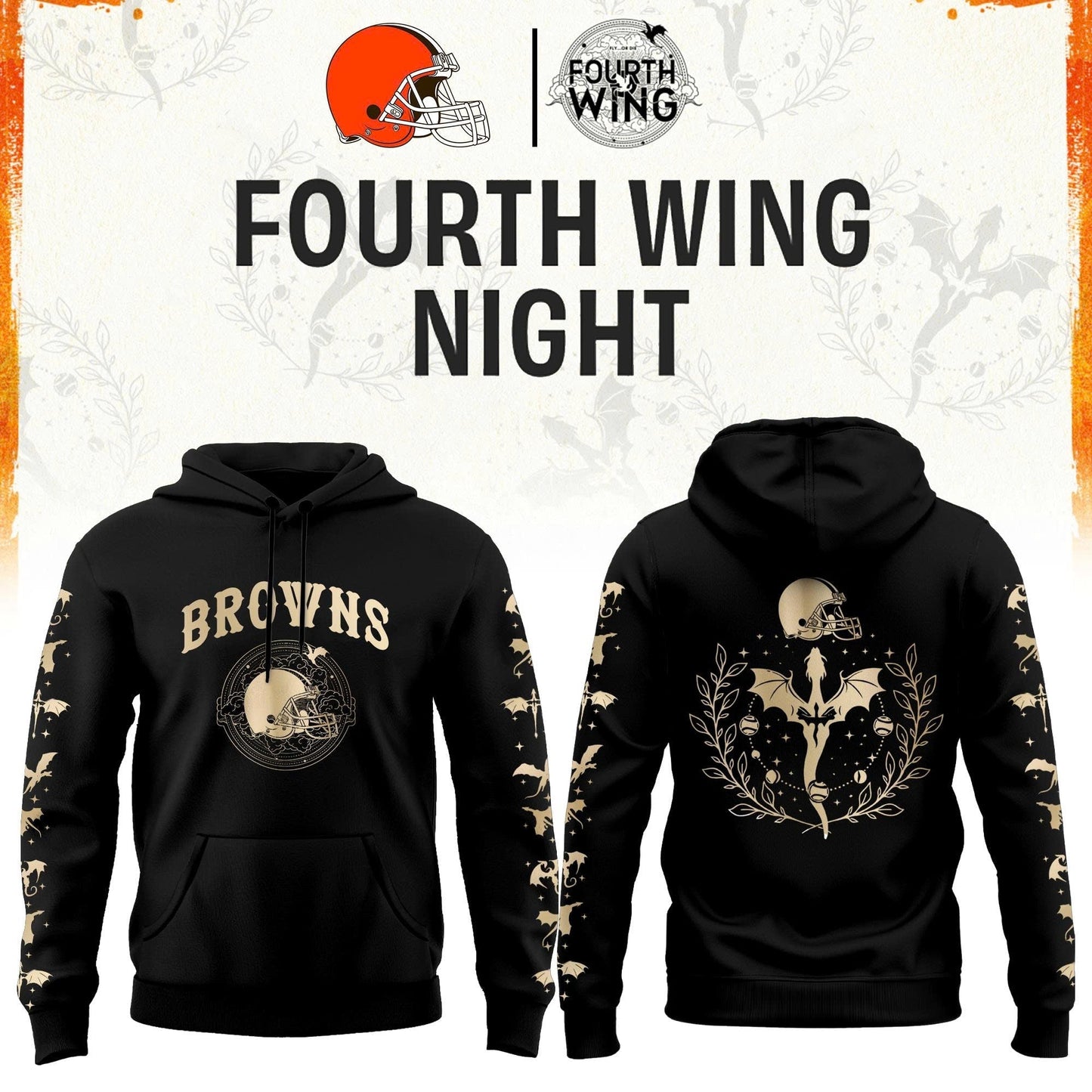 C Browns Fourth Wings Night Black Hoodie