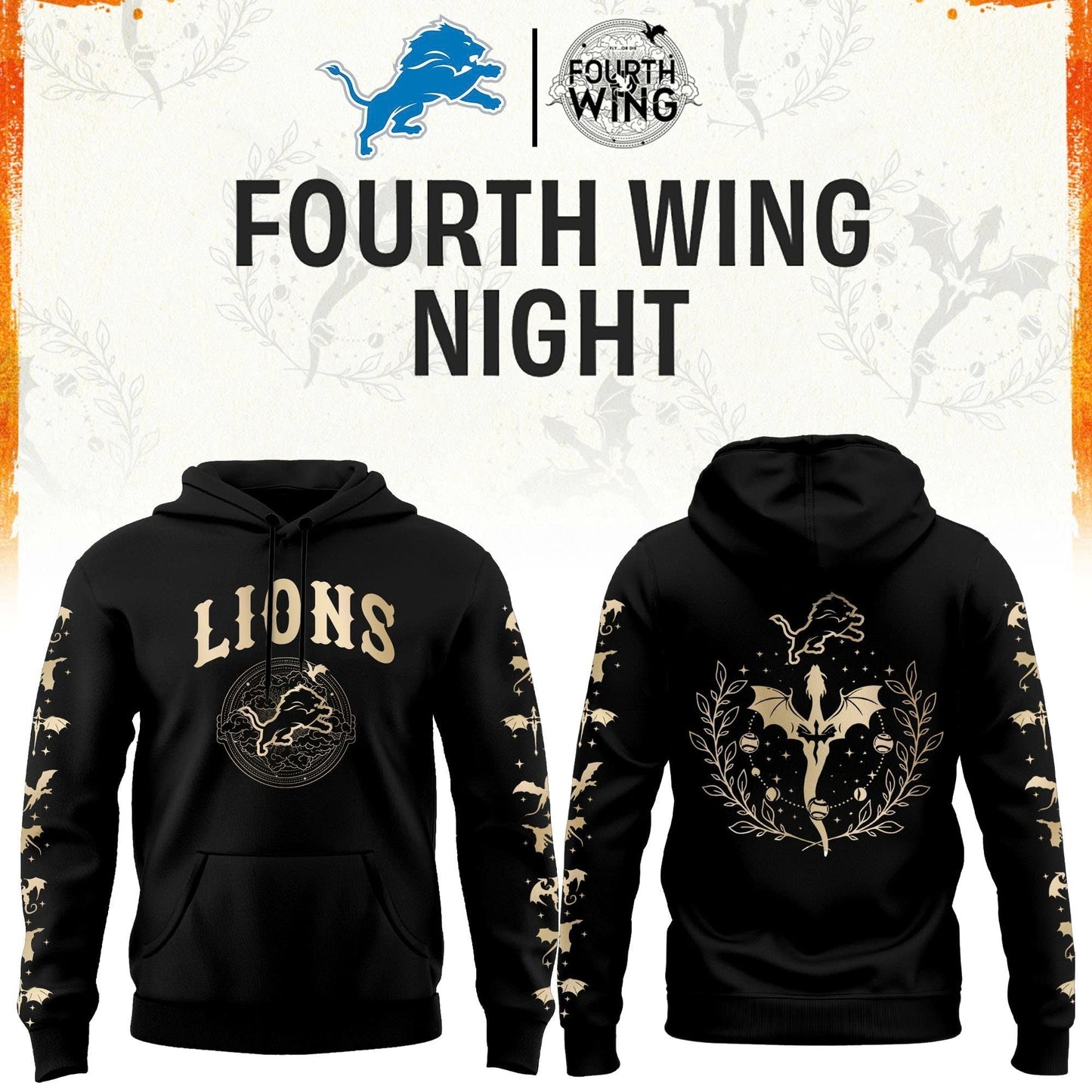 D Lions Fourth Wings Night Black Hoodie