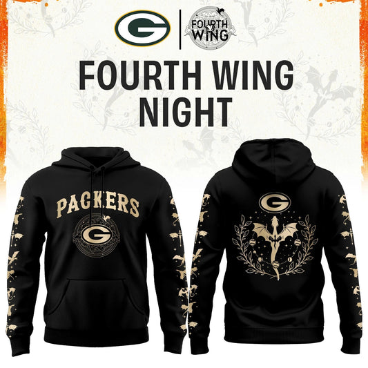 GB Packers Fourth Wings Night Black Hoodie
