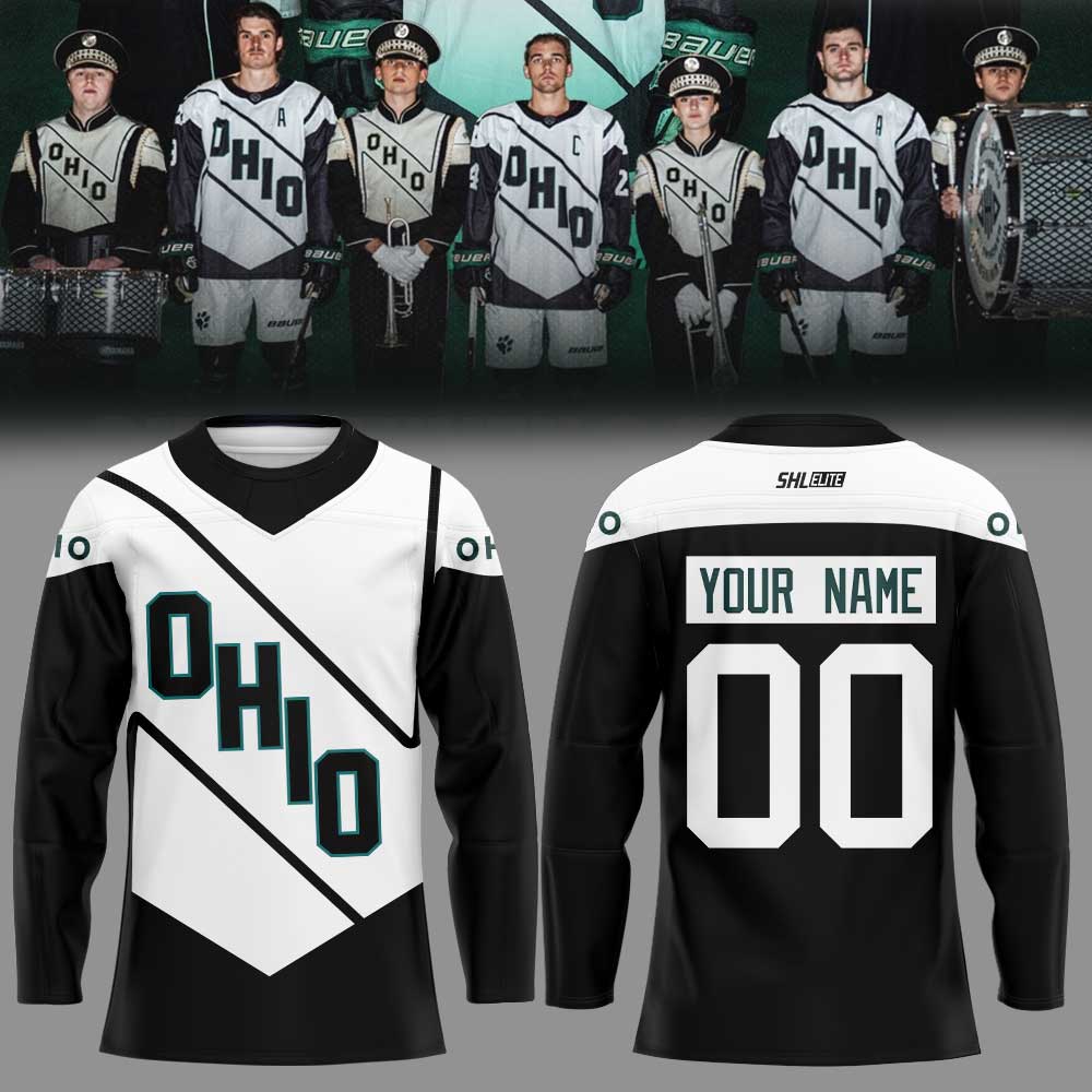 Ohio Bobcats Hockey X Marching 110 Hockey Jersey Custom Name, Number