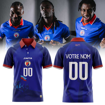 Haïtienne de Football 1974 História do Haiti for World Cup 2026 Polo Blue Custom Name, Number