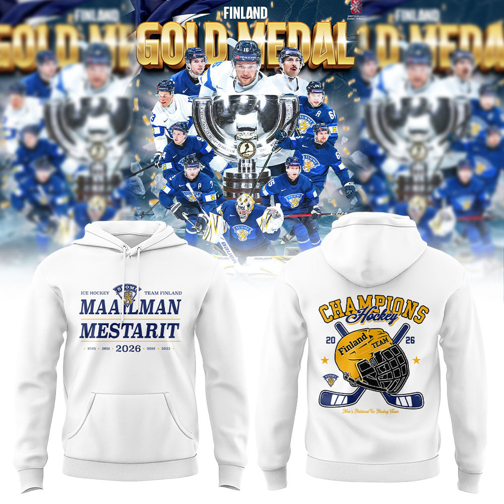 Finland men’s national ice hockey team THE 2026 MEN’S WORLDS CHAMPIONS Hoodie White