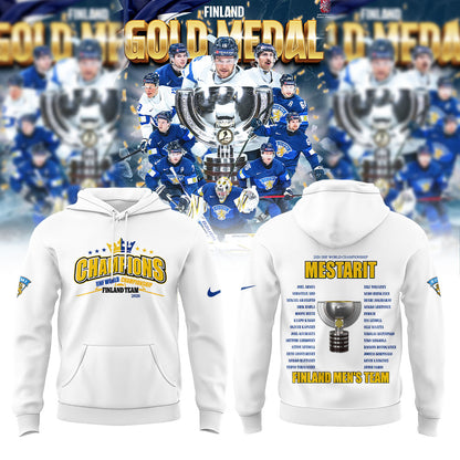 Finland men’s national ice hockey team THE 2026 MEN’S WORLDS CHAMPIONS Hoodie White V2