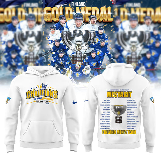 Finland men’s national ice hockey team THE 2026 MEN’S WORLDS CHAMPIONS Hoodie White V2