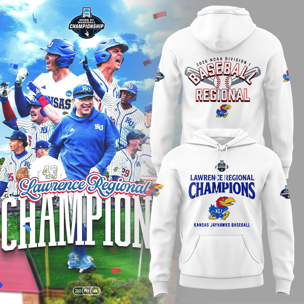 Kansas Baseball Lawrence Regional Champions 2026 Hoodie White