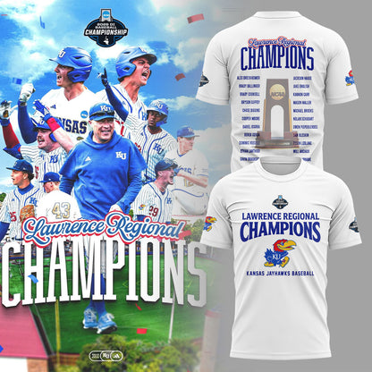 Kansas Baseball Lawrence Regional Champions 2026 Shirt White