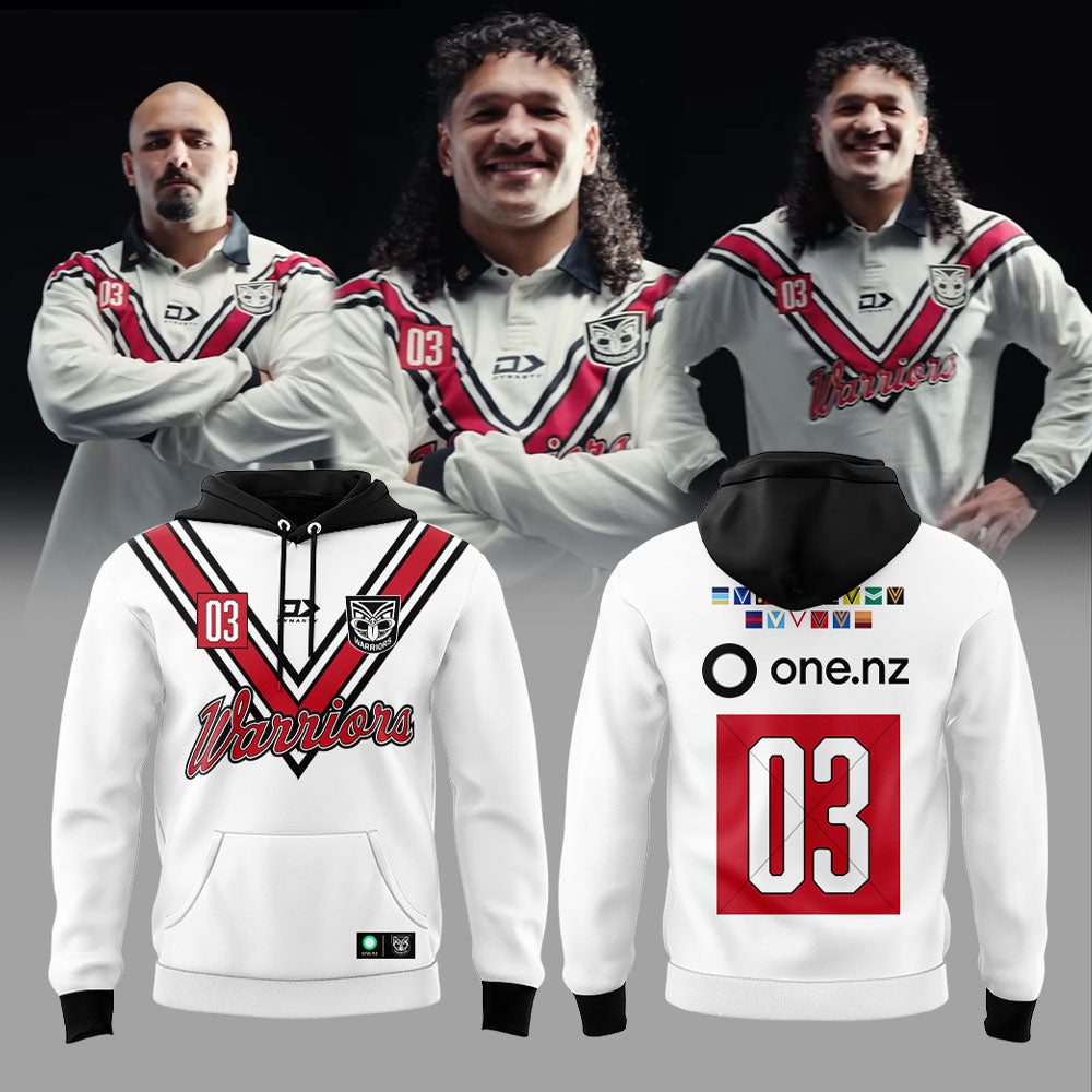 NZ Warriors x 03 Fauxback 𝓓𝓮𝓪𝓻: 𝓞𝓷𝓮 𝓝𝓮𝔀 𝓩𝓮𝓪𝓵𝓪𝓷𝓭 𝓦𝓪𝓻𝓻𝓲𝓸𝓻𝓼 𝓯𝓪𝓷𝓼 Hoodie