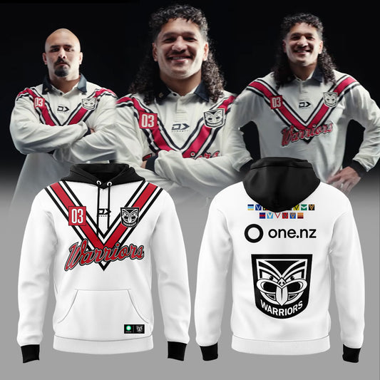 NZ Warriors x 03 Fauxback 𝓓𝓮𝓪𝓻: 𝓞𝓷𝓮 𝓝𝓮𝔀 𝓩𝓮𝓪𝓵𝓪𝓷𝓭 𝓦𝓪𝓻𝓻𝓲𝓸𝓻𝓼 𝓯𝓪𝓷𝓼 Hoodie V2