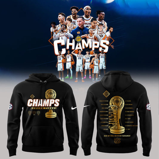 Auburn Men™s Basketball 2026 National Invitation Tournament Champions Hoodie Black