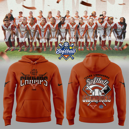 Texas Longhorns 2026 SEC Softball Tournament Champions Locker Room Hoodie Orange V2