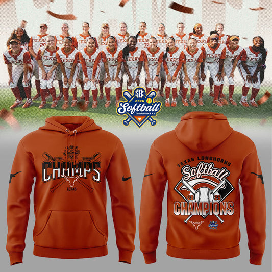 Texas Longhorns 2026 SEC Softball Tournament Champions Locker Room Hoodie Orange V2