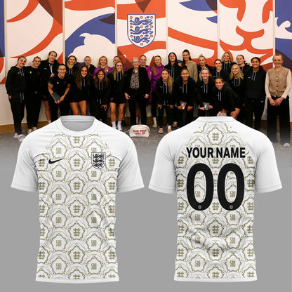 Special Pre-Match Shirts For The England Women’s National Team To Commemorate Their 500th Game 2026-2027 500th Shirt White Custom Name, Number