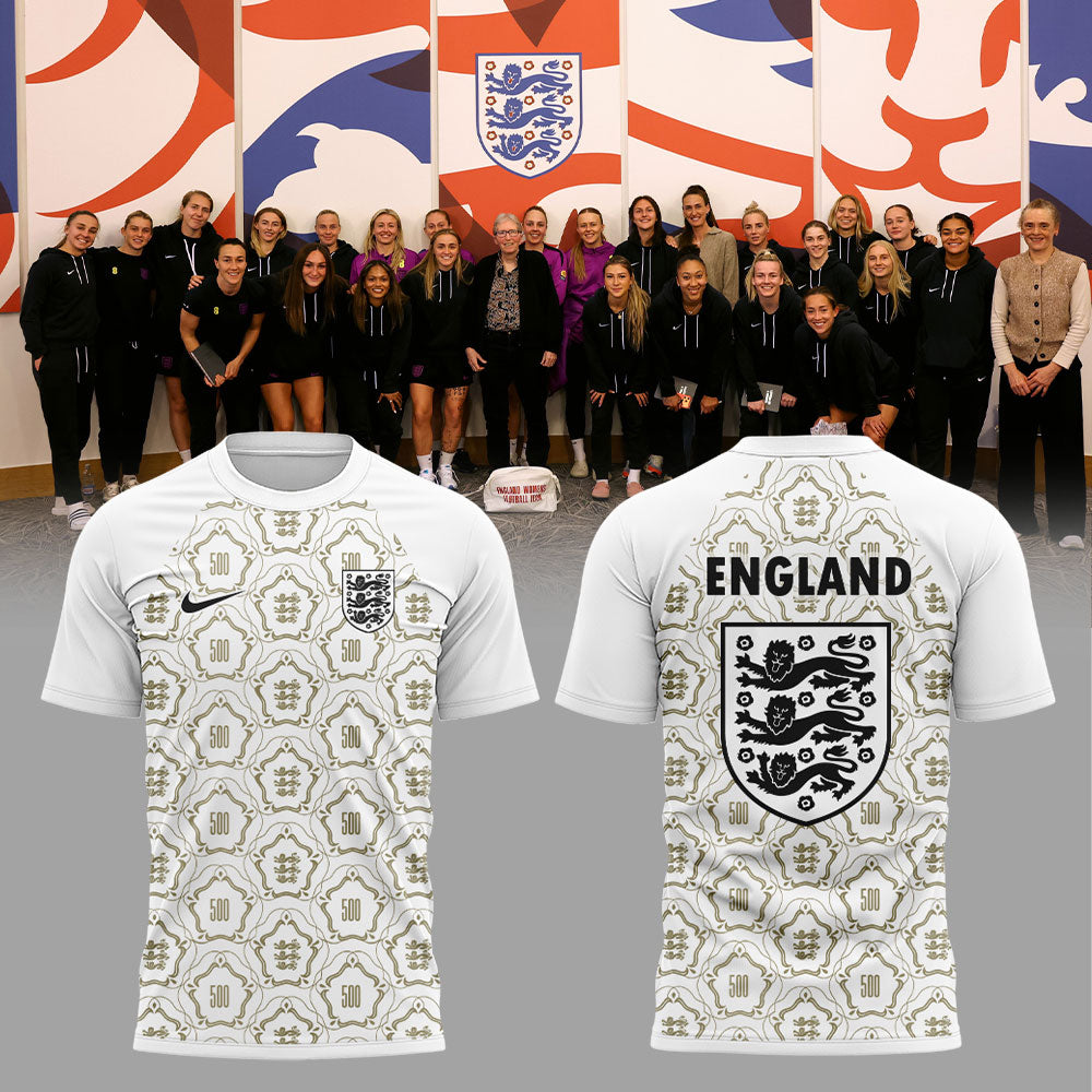 Special Pre-Match Shirts For The England Women’s National Team To Commemorate Their 500th Game 2026-2027 500th Shirt White