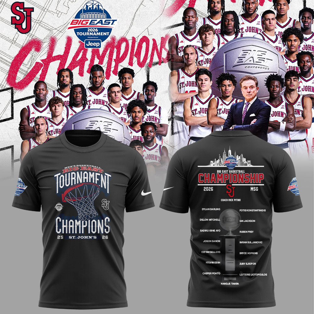 St John™s Basketball 2026 BIG EAST Conference Men™s Basketball Tournament Championships Black Shirt