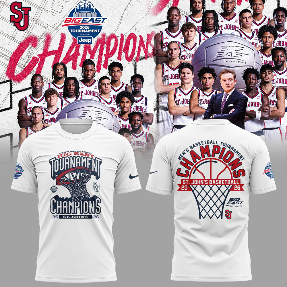 St John™s Basketball 2026 BIG EAST Conference Men™s Basketball Tournament Championships White Shirt V2