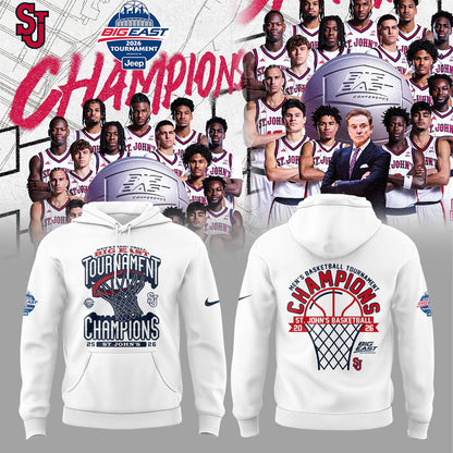 St John™s Basketball 2026 BIG EAST Conference Men™s Basketball Tournament Championships White Hoodie V2