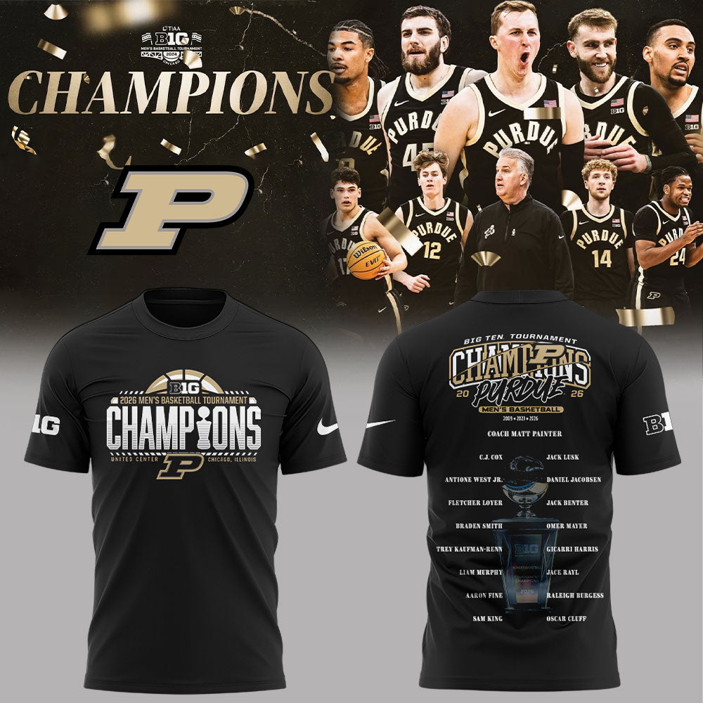 Purdue Boilermakers 2026 Big Ten Men™s Basketball Tournament Champions Shirt Black V2