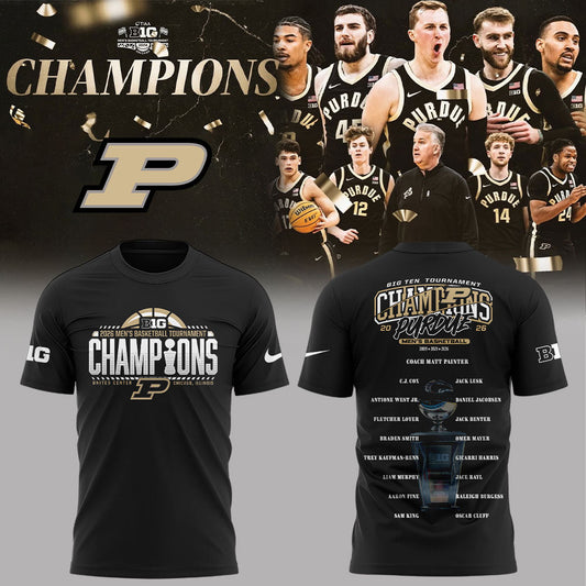Purdue Boilermakers 2026 Big Ten Men™s Basketball Tournament Champions Shirt Black V2