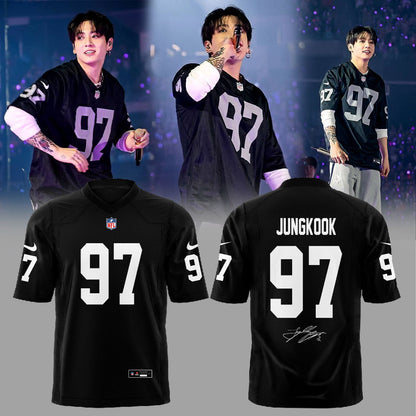 LV Raiders Jung Kook in Silver & Black = FYA Football Jersey
