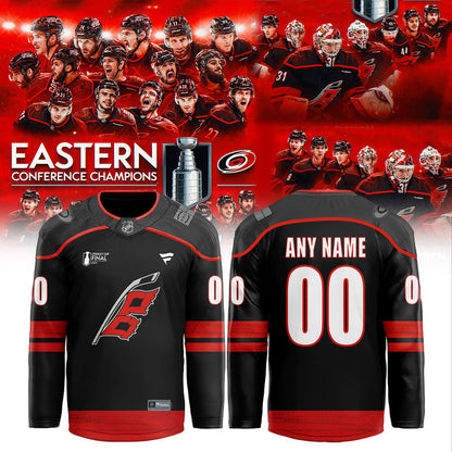 C Hurricanes NHL Eastern Conference Champions 26` Hockey Jersey Custom Name, Number