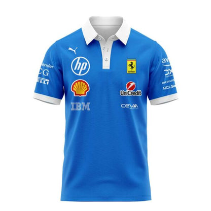 Scuderia Ferrari HP 2025 Monza Limited Edition Lewis & Charles Signature Polo Custom Name, Number For Fans