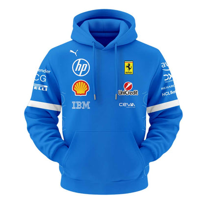 Scuderia Ferrari HP 2025 Monza Limited Edition Lewis & Charles Signature Blue Hoodie V2