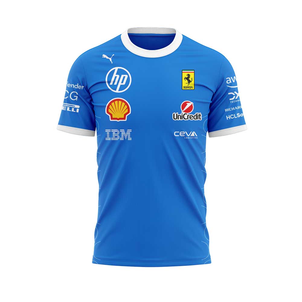 Scuderia Ferrari HP 2025 Monza Limited Edition Lewis & Charles Signature Blue Shirt V2